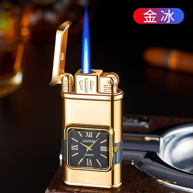 dual flame gun lighter lighter watch gas lighter with transparent gas tank manufacturer