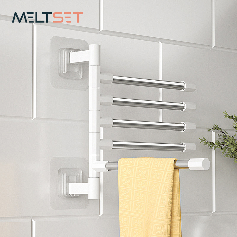 Multifunctional Creative Wall Mounted Anti-rust 180 Degree Rotatable Rack Towel Shelf Swivel Towel Hanger Organizer Rack