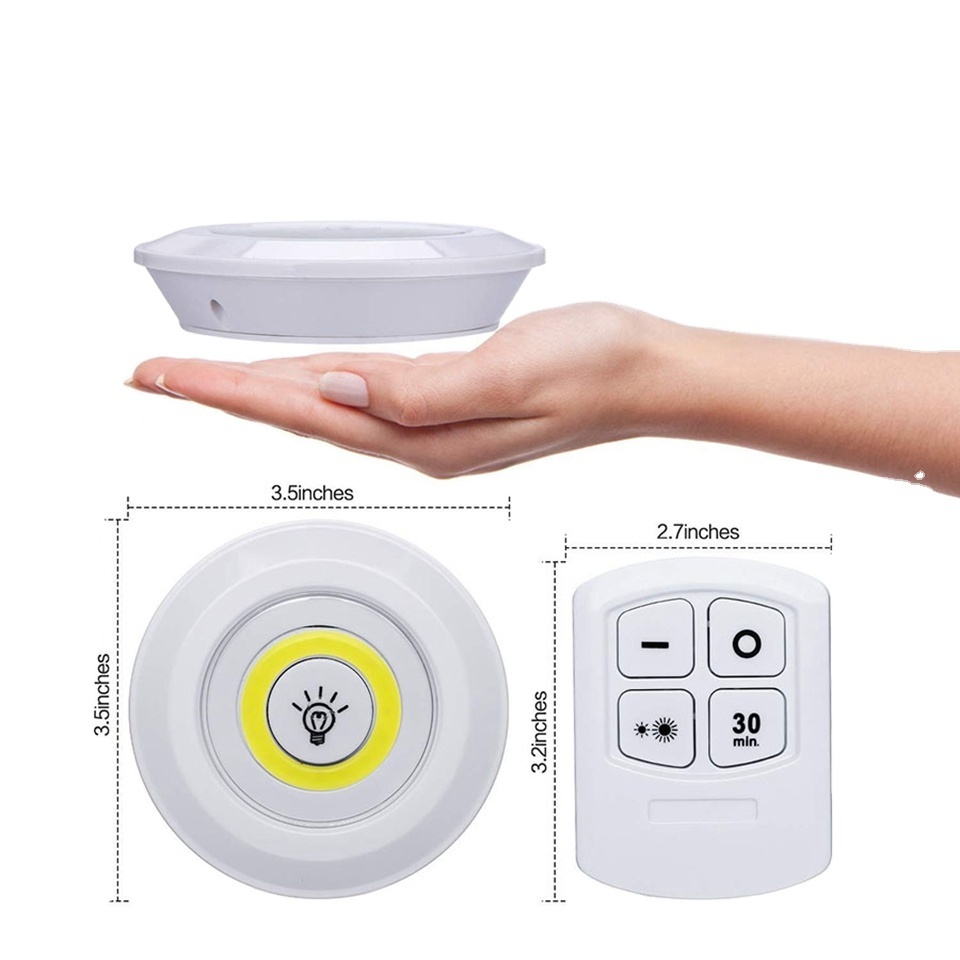 LED Wireless Remote Control Dimmable Wardrobe Night Lamp Home Bedroom Closet Kitchen 3W Super Bright Cob Under Cabinet Light