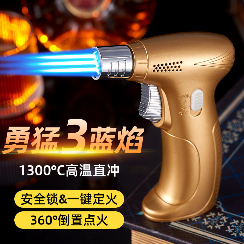 High Jet Flame Butane Cartridge Bbq Ignition Lighter Gas Flamethrower Adjustable Torch Lighter With Cigar Hole Opener