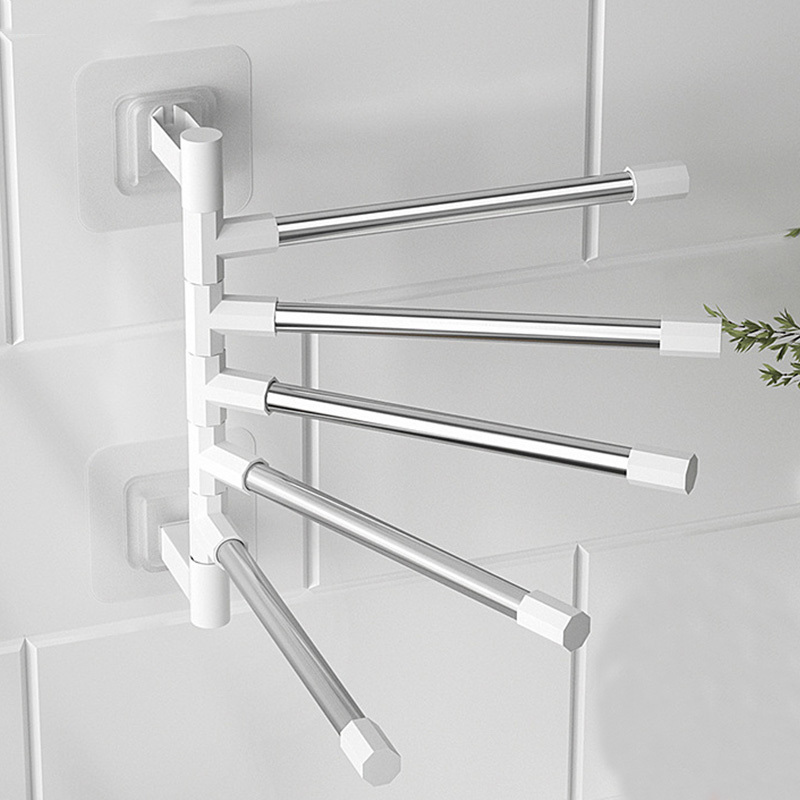 Multifunctional Creative Wall Mounted Anti-rust 180 Degree Rotatable Rack Towel Shelf Swivel Towel Hanger Organizer Rack