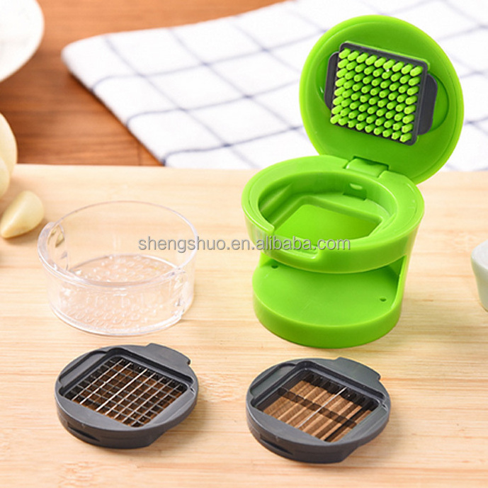 Multi Functional Kitchen Cooking Gadgets Pp Material Mini Garlic Grater And Cutter Vegetable Choppers Colorful Box Plastic