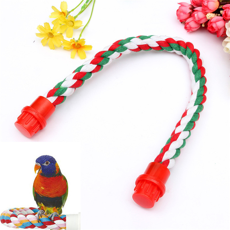 Parrot Rope Perch Cotton Rope Bird Perch with Bell Climbing Stand Bar Bird Bungee Toy Parrot Chew Toys Bird Perch Rope Bungee