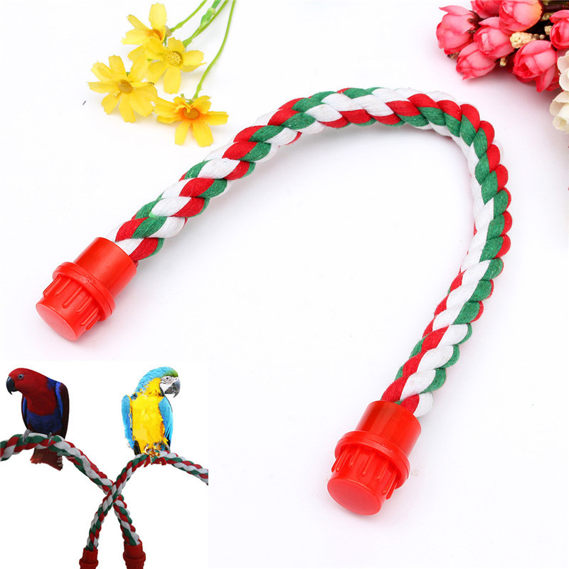 Parrot Rope Perch Cotton Rope Bird Perch with Bell Climbing Stand Bar Bird Bungee Toy Parrot Chew Toys Bird Perch Rope Bungee