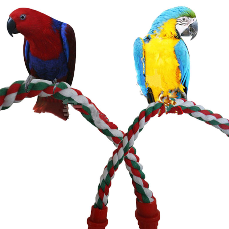 Parrot Rope Perch Cotton Rope Bird Perch with Bell Climbing Stand Bar Bird Bungee Toy Parrot Chew Toys Bird Perch Rope Bungee