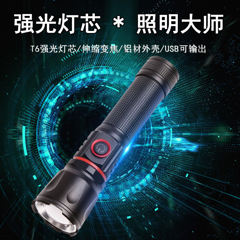 P50 Wick Large-capacity Battery Aluminum Torch Strong Light Type-c Direct Usb Output Zoom Cob Soft Flashlight Tail With Magnet