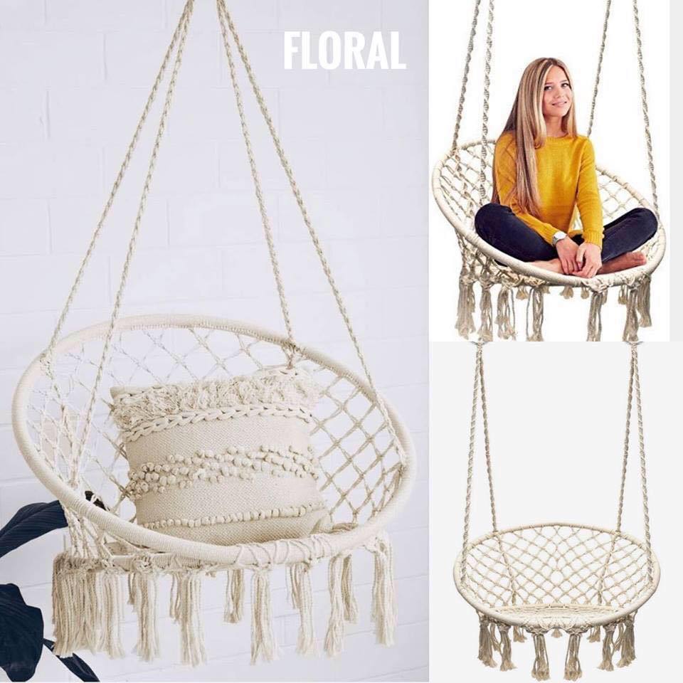 Child Adult Swinging Single Hammock Nordic Style Round Hammock Outdoor Indoor Dormitory Bedroom Hanging