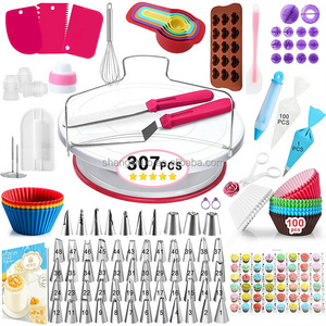 307-piece cake turntable set Cream piping mouth piping bag spatula scraper