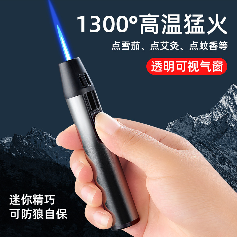 Portable Windproof Pen Slim Lighters Inflatable Outdoor Barbecue Smoking Accessories Cigarette Cigar Torch Lighter