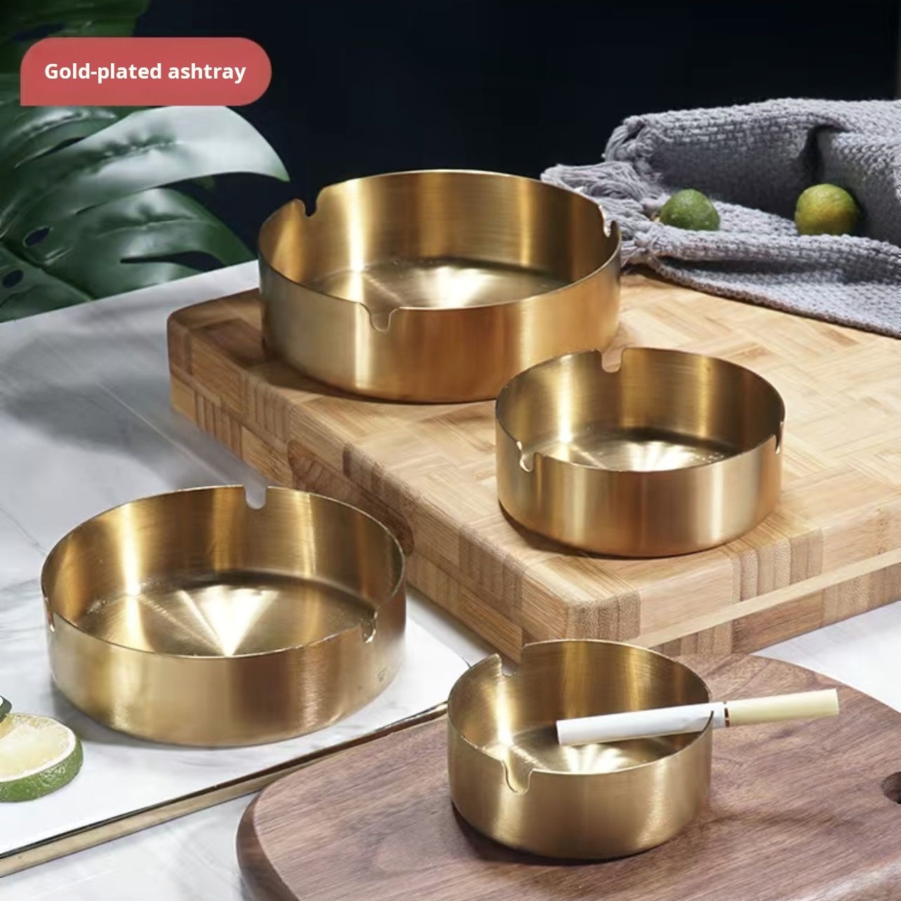 Ashtray Cigar Ashtray Tabletop Stainless Steel Set for Outdoor and Home Simple Round Colourful Stainless Steel Ashtray