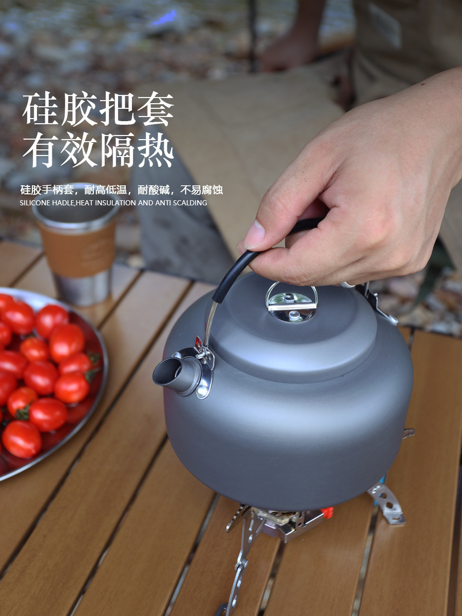 High Quality Family Non-stick Camping Cookware Set Silver Cookware Boiling Water Kettle