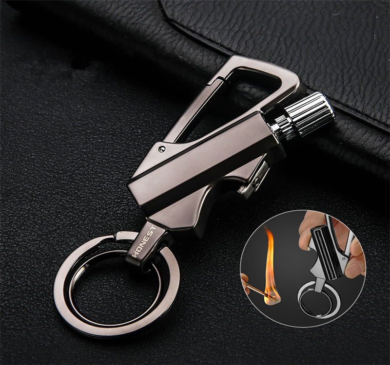 Carabiner Permanent Match Lighter Striker Waterproof Outdoor Survival Tool Keychain Flint Fire Starter Petrol Camping