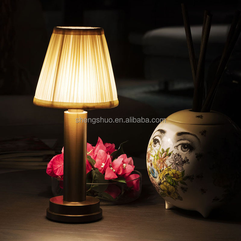 With Dimmer USB Rechargeable Night Lamp Fabric Lampshade, Atmosphere Lights for Bar Restaurant Decor Cloth Coffee Table Light