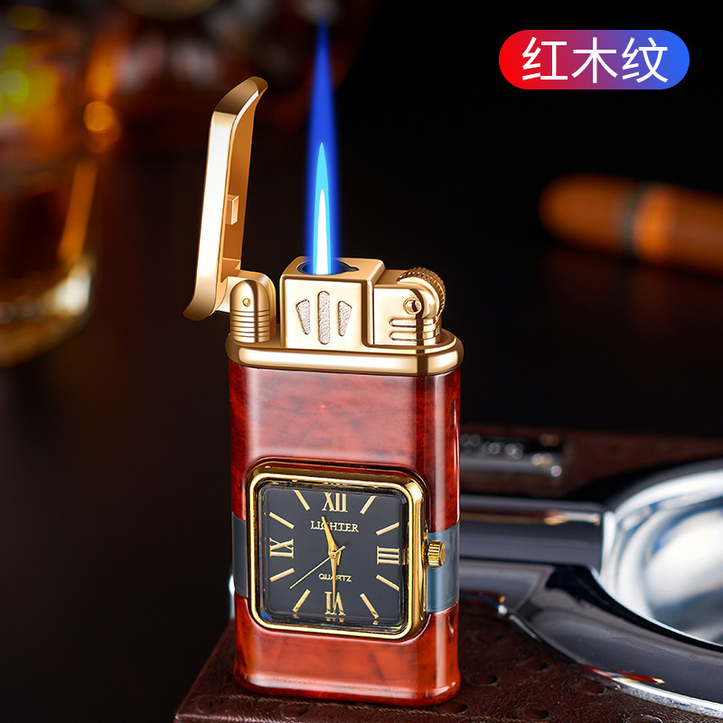 dual flame gun lighter lighter watch gas lighter with transparent gas tank manufacturer