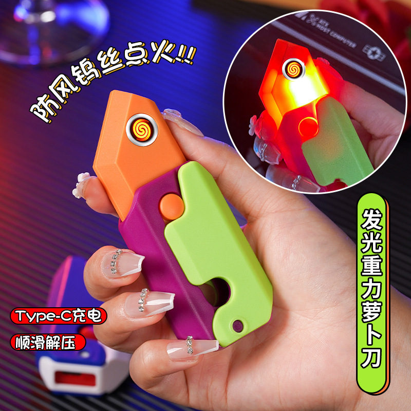 Wholesale Radish Knife Charging Lighter Glowing Toys Creative Cigarette Lighter Knife Reusable Rechargeable Lighter