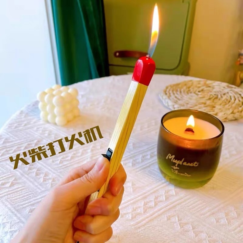 Creative Inflatable Matchstick Lighter Aromatherapy Long Handle Lighter Open Flame Inflatable Luminous Lighter