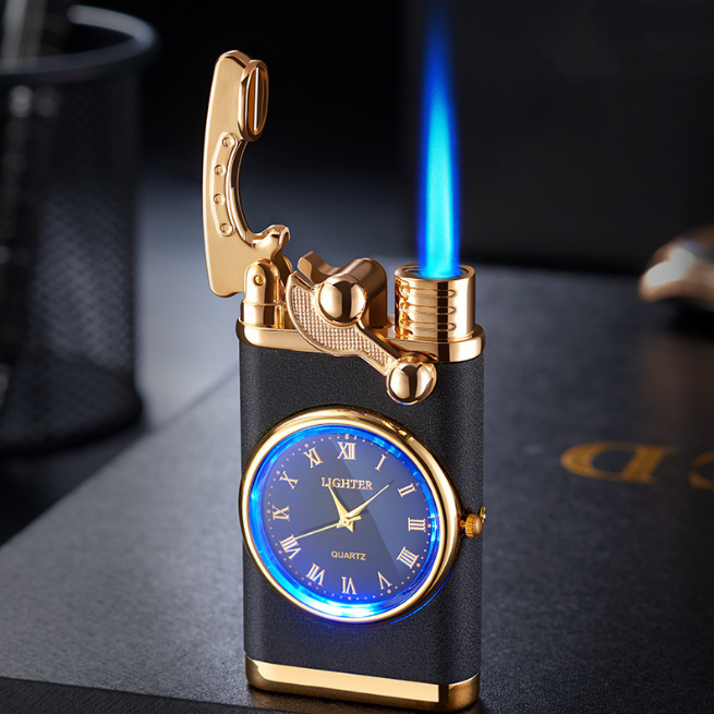 New 2022  Jet Butane Torch Lighter Windproof Cigarette Cigar Lighter Gadgets for Men Rocker Arm Watch Metal Unusual Gas Lighters