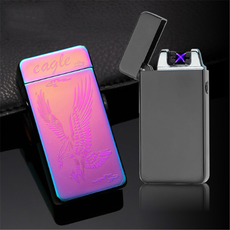 New USB Electric Smoking Cigarette Flameless Windproof Rechargeable Metal Lighters