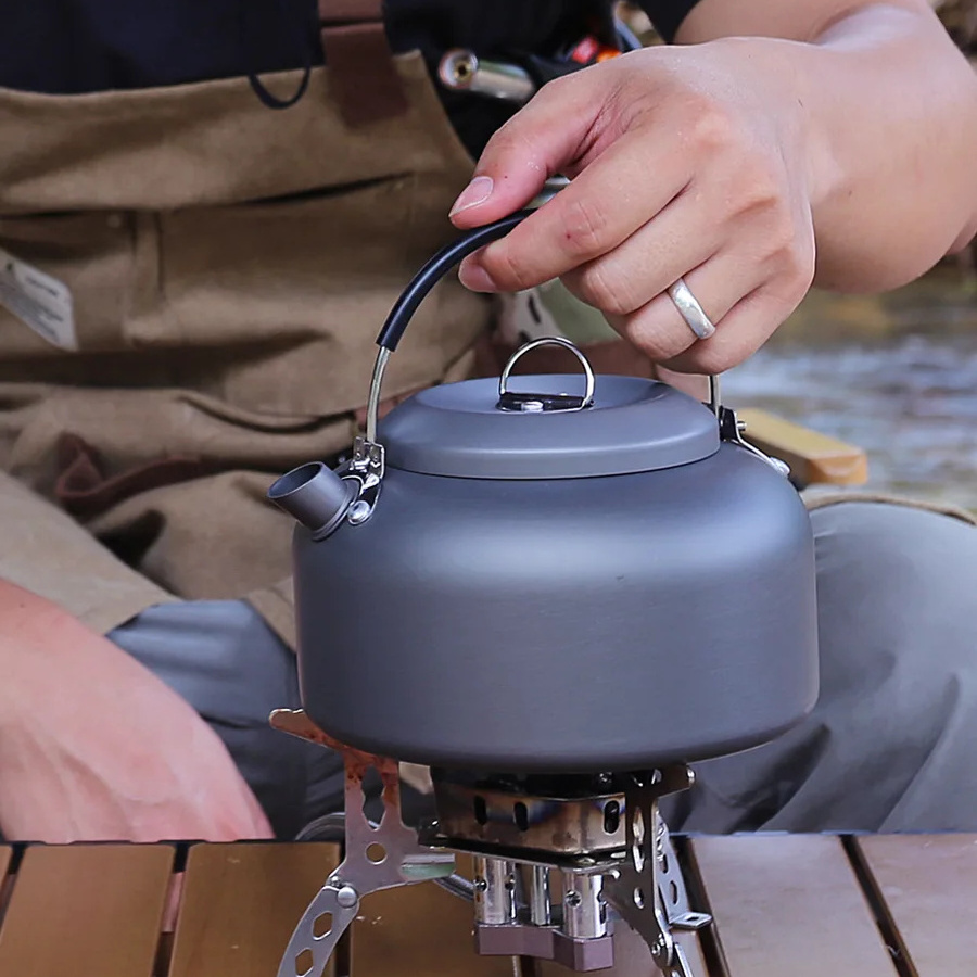 High Quality Family Non-stick Camping Cookware Set Silver Cookware Boiling Water Kettle