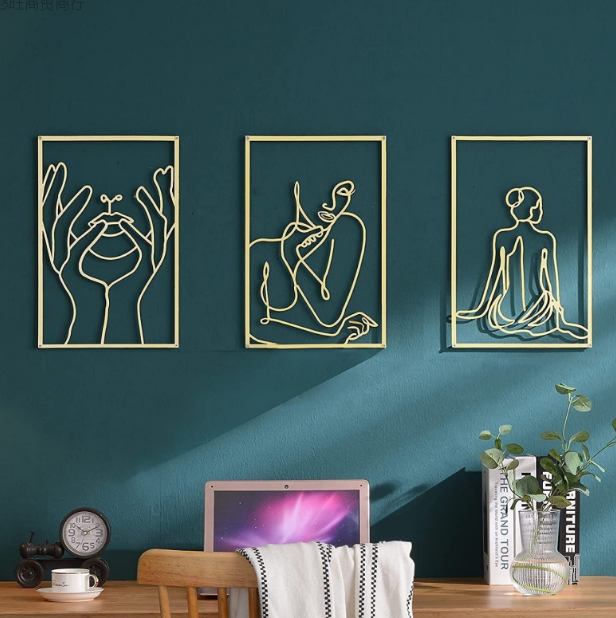 Gold Female Wall Decor Set Minimalist Art Prints Feminine Line Art Acrylic Wall Decor Modern Abstract Unique Home Wall Decor