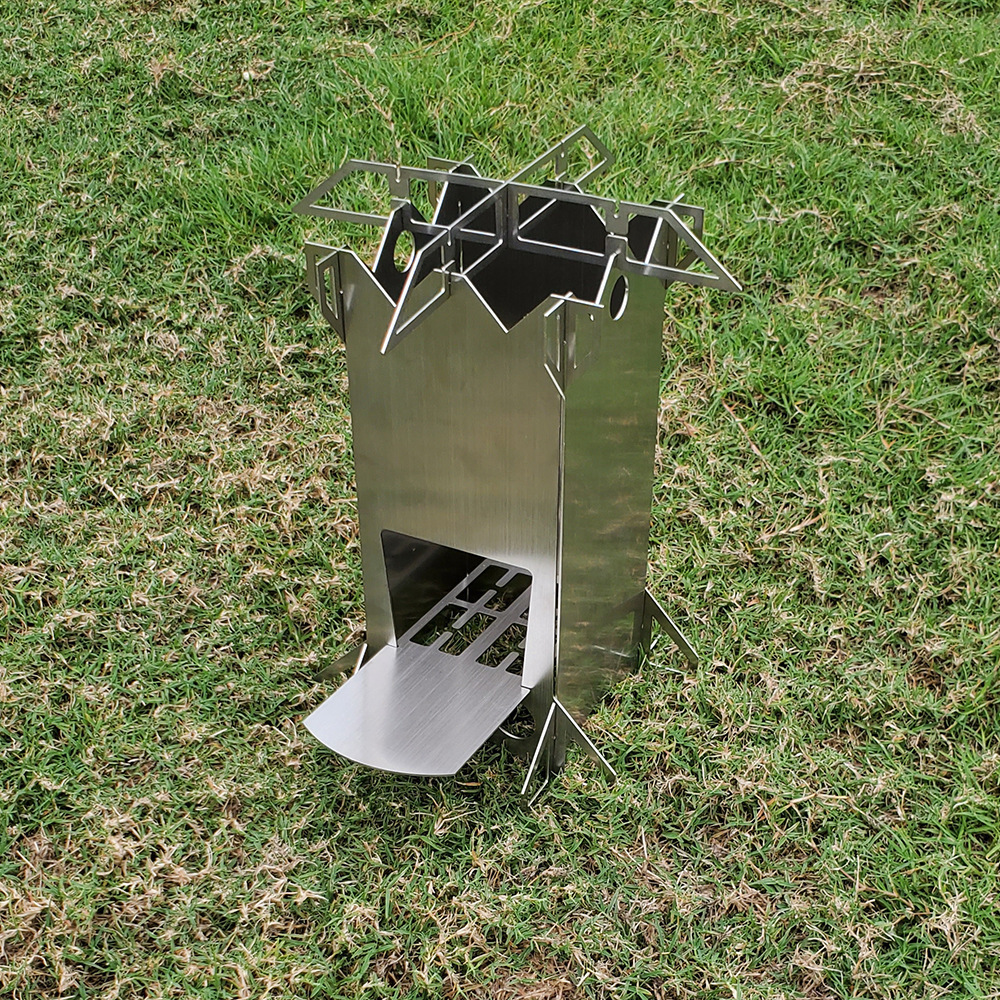 Rocket Stove Camping Collapsible Wood Burning Stainless Steel Multi-Fuel Portable Camp Stove for BBQ Picnic