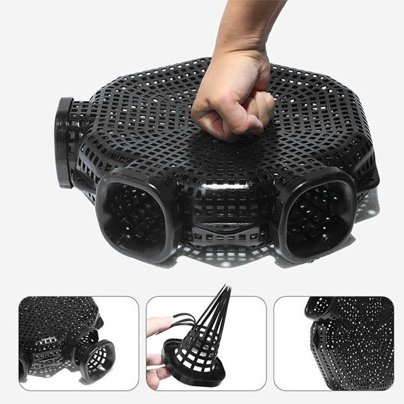 Fishing Net Cage Plastic Shrimp Trap Cage Easy to Install Hexagonal Three-Hole Catch Loach Lobster Mixed Fish Crayfish Catcher