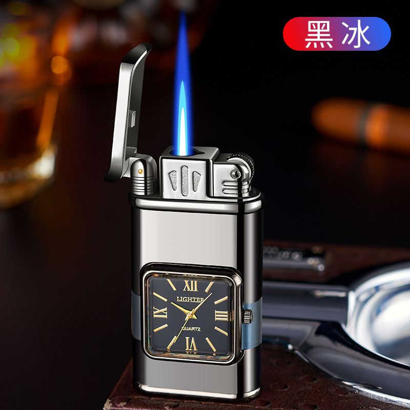 dual flame gun lighter lighter watch gas lighter with transparent gas tank manufacturer