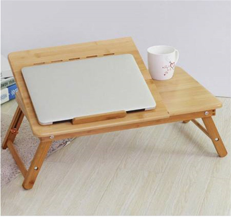 Actionclub Portable Folding Bamboo Laptop Table Sofa Bed Office Laptop Stand Desk With Fan Bed Table For Computer Notebook Books