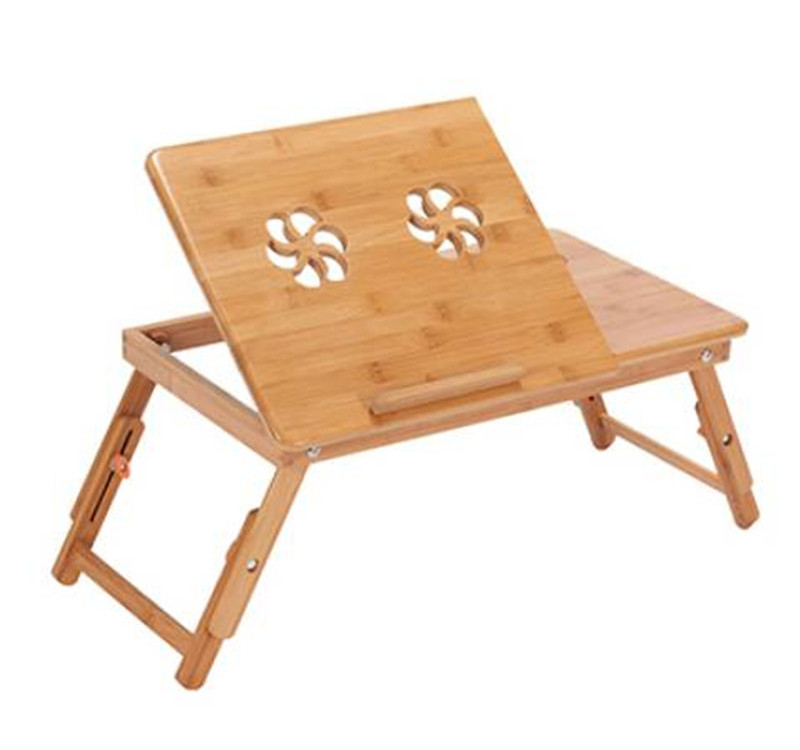 Actionclub Portable Folding Bamboo Laptop Table Sofa Bed Office Laptop Stand Desk With Fan Bed Table For Computer Notebook Books