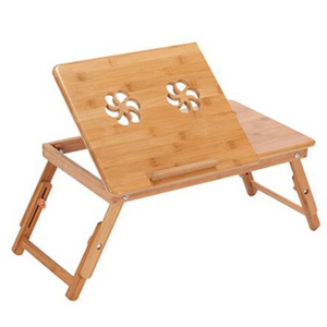 Actionclub Portable Folding Bamboo Laptop Table Sofa Bed Office Laptop Stand Desk With Fan Bed Table For Computer Notebook Books