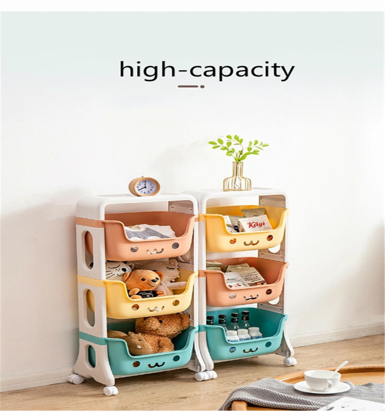 Mobile Storage Rack for children's toys and snacks  clothes  cute storage basket  family trolley