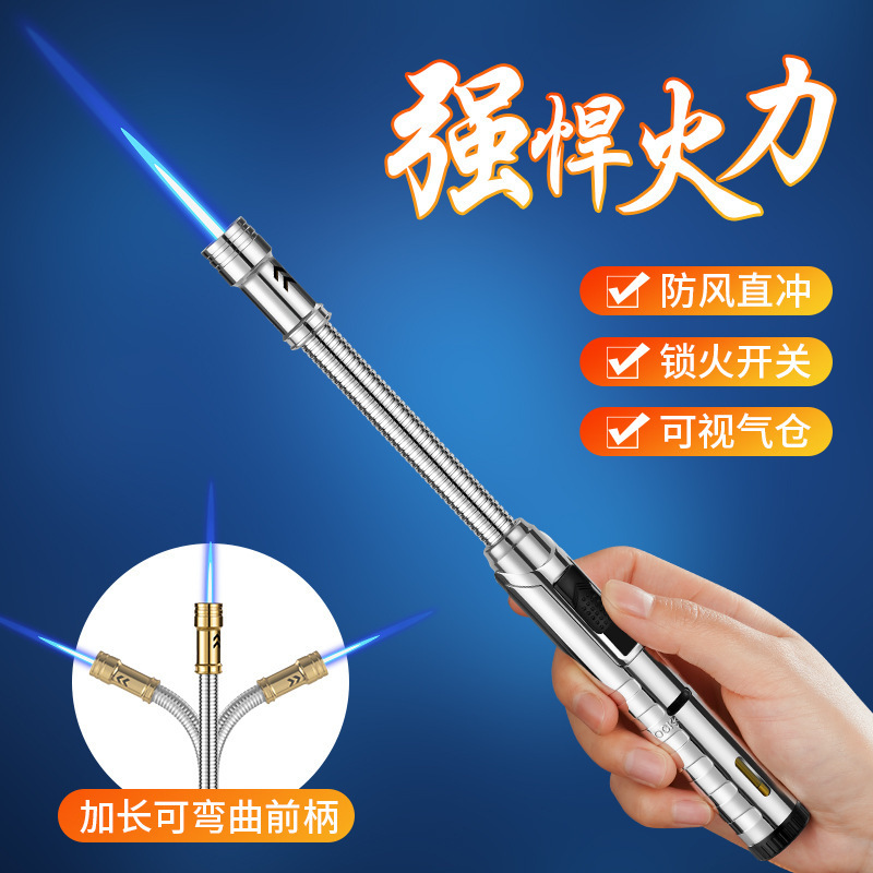 Blue Jet Flame Torch Lighter Long Flexible Windproof Gas Lighter For Kitchen Camping Bbq