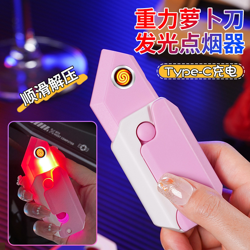 Wholesale Radish Knife Charging Lighter Glowing Toys Creative Cigarette Lighter Knife Reusable Rechargeable Lighter