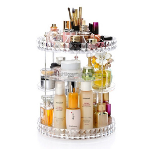 360 Rotating Makeup Organizers And Storage Spinning Cosmetic Display Case With 6 Adjustable Layers For Bathroom