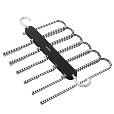 Stainless Steel Folding Pants Racks Tie Hanger Shelf Bedroom Closet Organizer Wardrobe Storage 6 in 1 Magic Trouser Rack Hanger