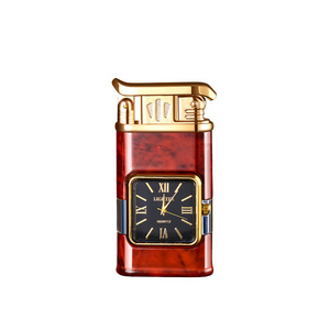 dual flame gun lighter lighter watch gas lighter with transparent gas tank manufacturer