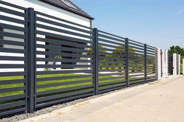 Modern garden villa house aluminum shutters metal door fence design