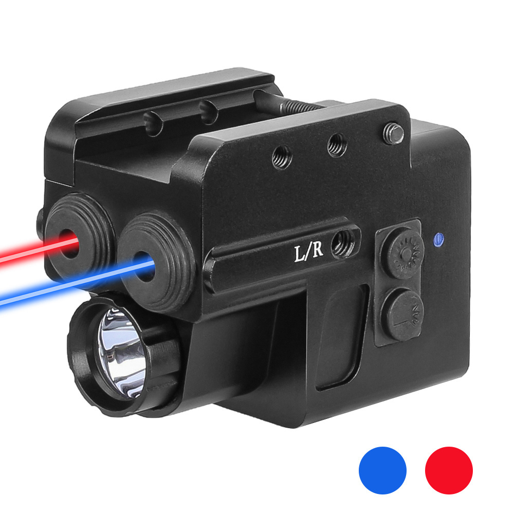 SPINA OPTICS Mini Laser Dual Sight LED Flashlight Color Red/Green/Blue Laser Flashlight for 20 mm standard Mount Accessories