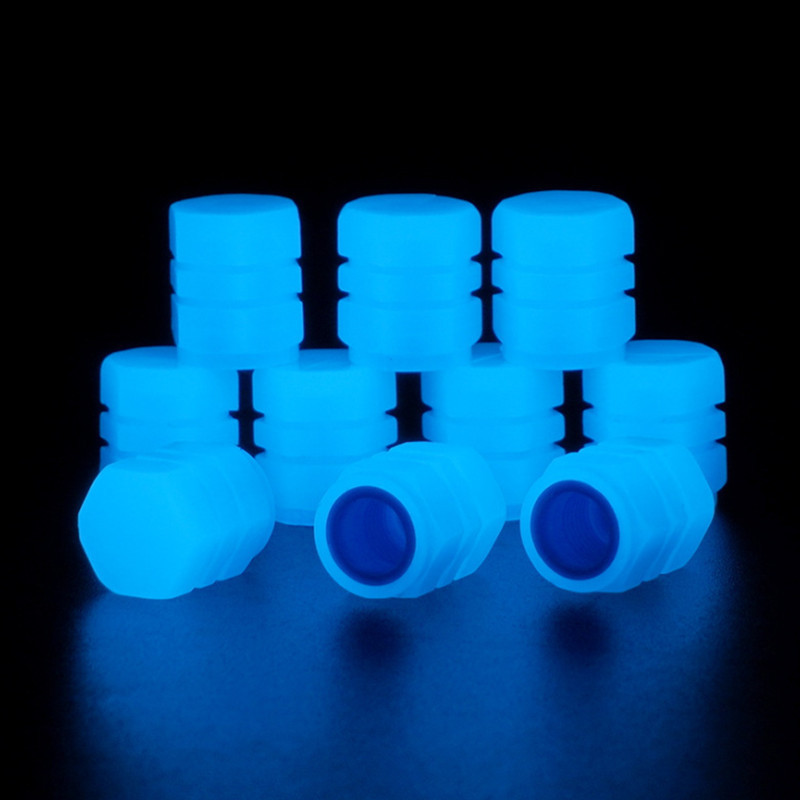 4PC/Set Car Wheel Decoration Luminous valve cap Glow in the Dark Tyre Valve Caps For Automobiles