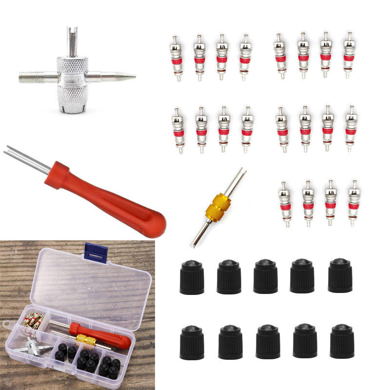 33pcs /set Car Tyre Valve Repair Tool Kit Motorcycles Installation Tools Electric Vehicles Accessoires Tyre Valve Core Remover