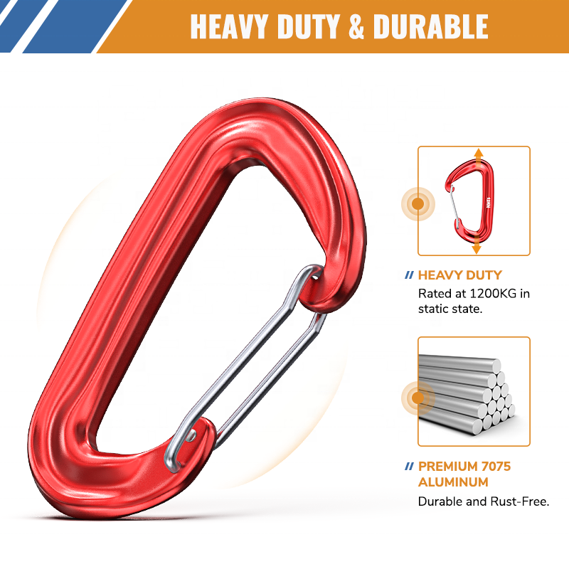 D Shape Hook for Outdoor Camping Hiking Hammocks Lightweight Aluminum Wire Gate Carabiners