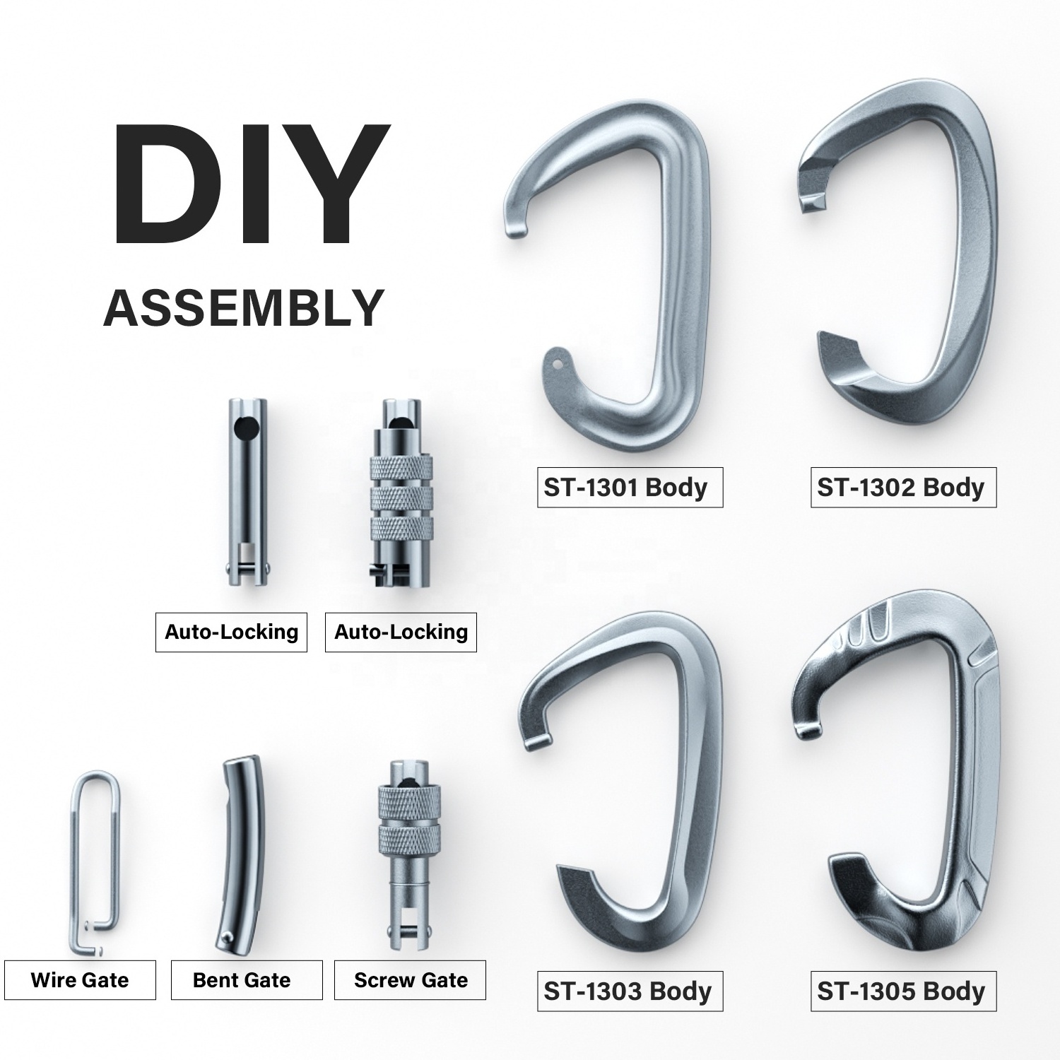 7075 Aviation Aluminum Screw Gate D-Shaped Carabiners Hooks