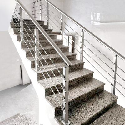 villa Interior Staircase Cross tube railing Safety Stainless steel 304 316 Pipe Post Balustrade Crossbar Railing Designs