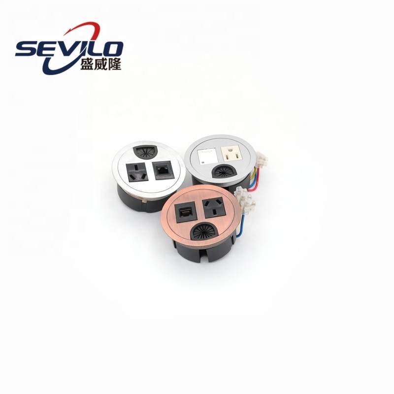 SEVILO Zinc alloy outlet rotating power desk socket uk plug socket cover