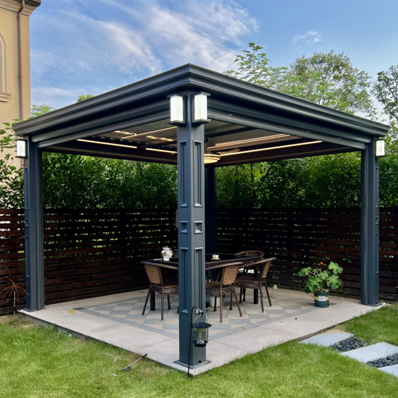 High quality Modern Bioclimatic Pergola Waterproof Louver Roof System Kits Electric remove Pergola for Garden Gazebo Balcony