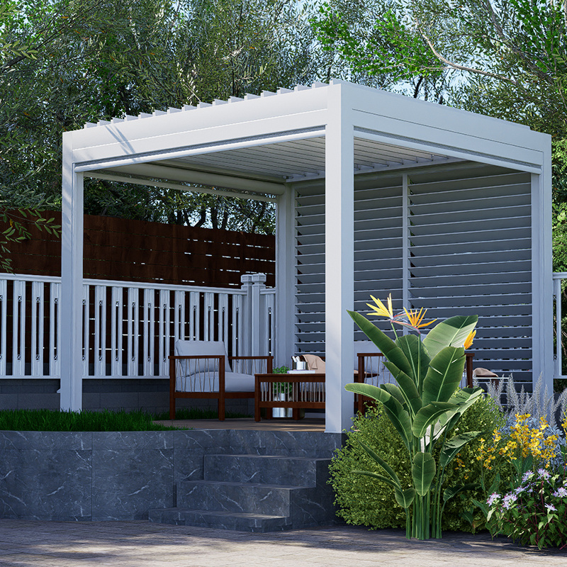 Customized low price with solar panel system bioclimatic aluminium pergola opening louvred roof