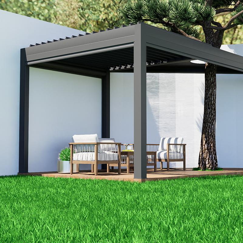 Customized low price with solar panel system bioclimatic aluminium pergola opening louvred roof