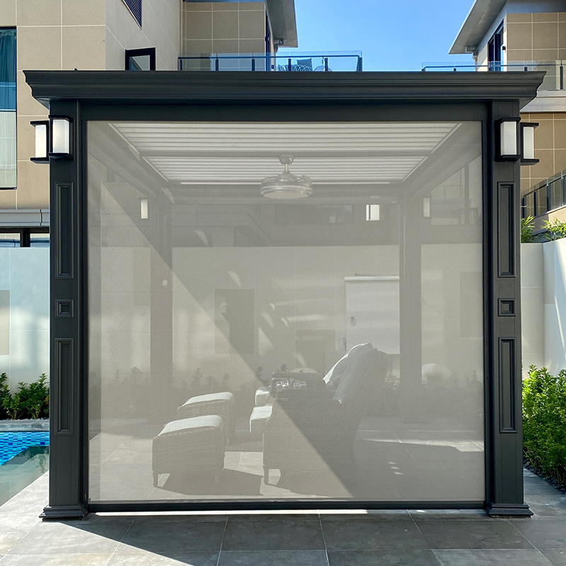 Customized Exterior Roof Metal Gazebo With Retractable zip Screen Outdoor  Aluminum Pergola Opening Roof