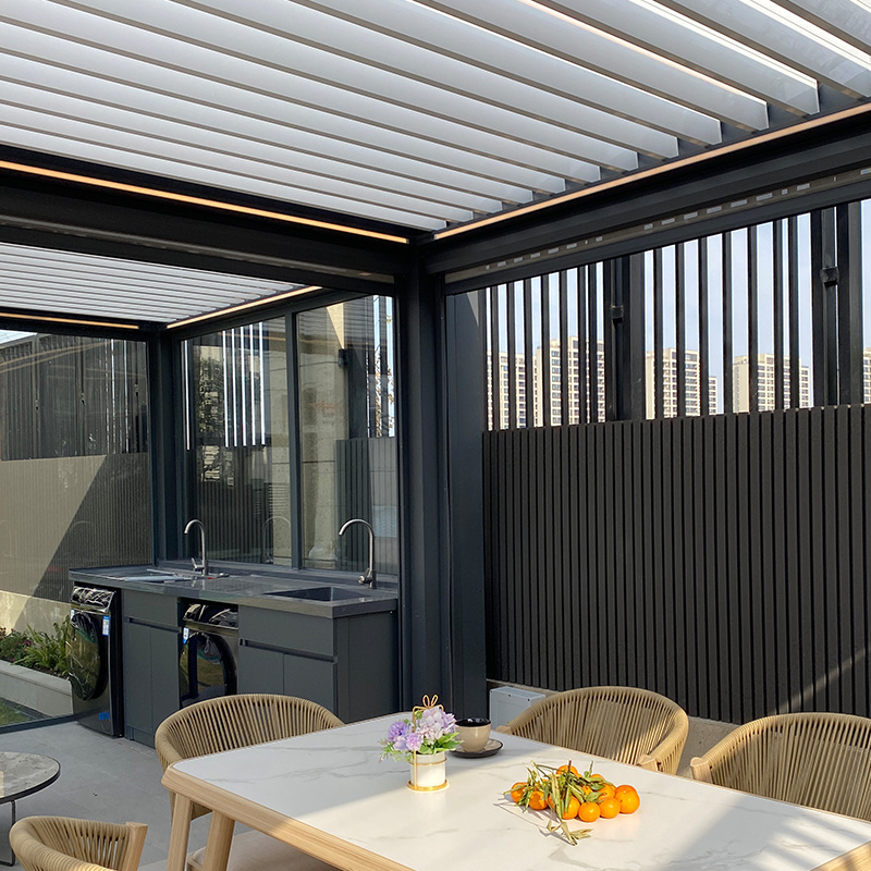 OEM For Pergola factory louvered pergola aluminium with roller shades blinds zip screen metal pergola