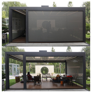 Customized Rainproof Motorized Gazebo 3x3m Aluminium Louvre Roof Garden Building Deck Pergola